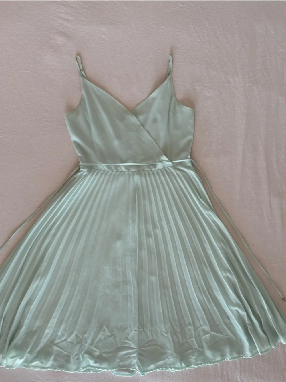 Mint Green Chiffon Pleated Midi Dress Cottagecore Fairy Romantic Garden Party - Picture 4 of 14